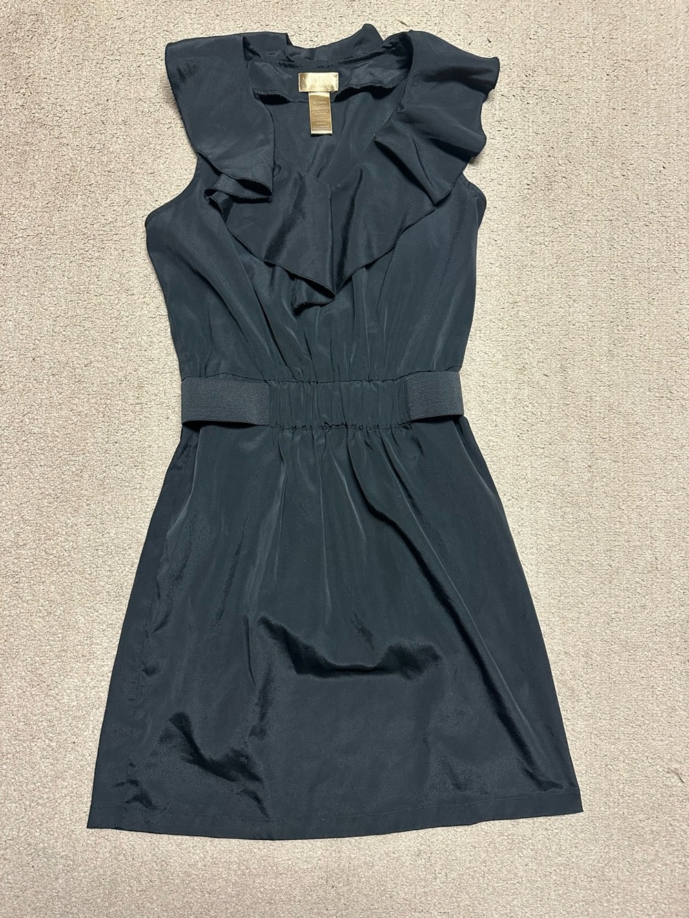 Miss Tina Black Ruffle-Neck Mini Dress